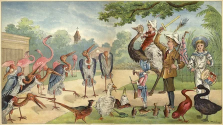 Children Addressing the Birds in the Zoo